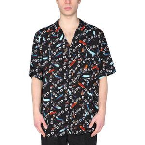 MARCELO BURLON Men's Short Sleeve Printed Shirt Men BLACK Shirts